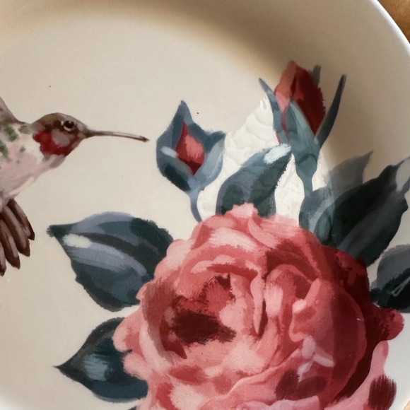 Set of 2 Pier 1 Hummingbirds and Roses 8.75" Ironstone Salad/Lunch Plates - Picture 7 of 10